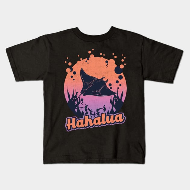 Vintage Hahalua Hawaiian for Stingray manta ray beauty of the sea Kids T-Shirt by Joaddo